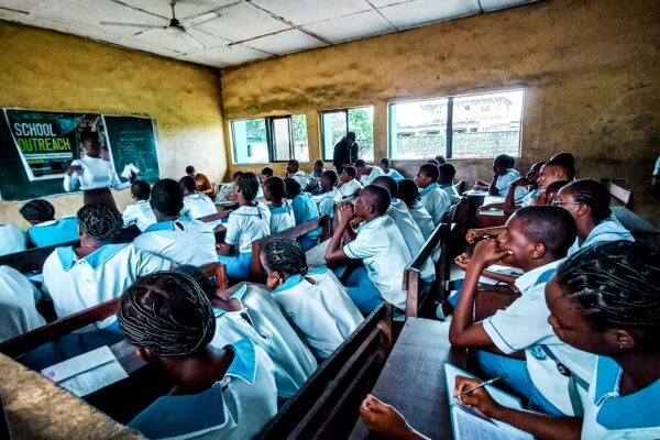 a classroom in a rural community, representing the primary gateway to opportunity for young girls